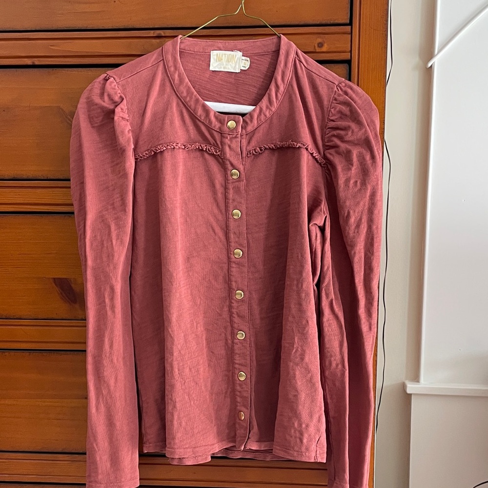 Nation LTD Long Sleeve Snap Front Top